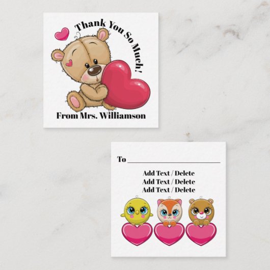 Zu Niedlicher Teddybär vielen Dank - siehe Zurück Quadratische Visitenkarte (Vorne/Hinten)