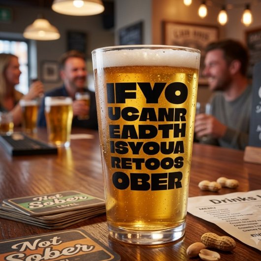 Zu nüchterne Pint-Glas mit kühnen Linien Glas