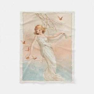 "Zu Ostern Freude" - Vintage Druck, L. Prang & Co. Fleecedecke