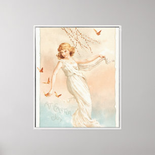 "Zu Ostern Freude" - Vintage Druck, L. Prang & Co. Leinwanddruck