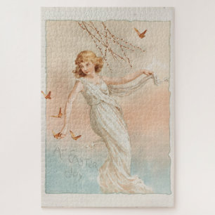 "Zu Ostern Freude" - Vintage Druck, L. Prang & Co. Puzzle