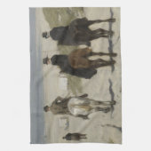 Zu Pferde Fahrt entlang der Strand-schönen Kunst Geschirrtuch (Vertikal)