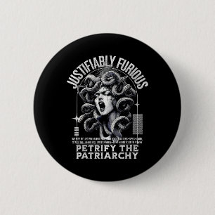 Zu Recht Furious Medusa Griechische Mythologie Fem Button