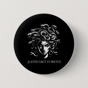 Zu Recht Furious Medusa Griechische Mythologie Fem Button