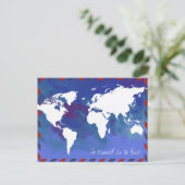 Zu reisen ist zu leben / Weltkarte Postkarte (Stehend Vorderseite)
