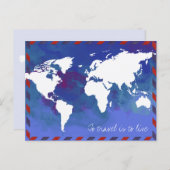 Zu reisen ist zu leben / Weltkarte Postkarte (Vorne/Hinten)