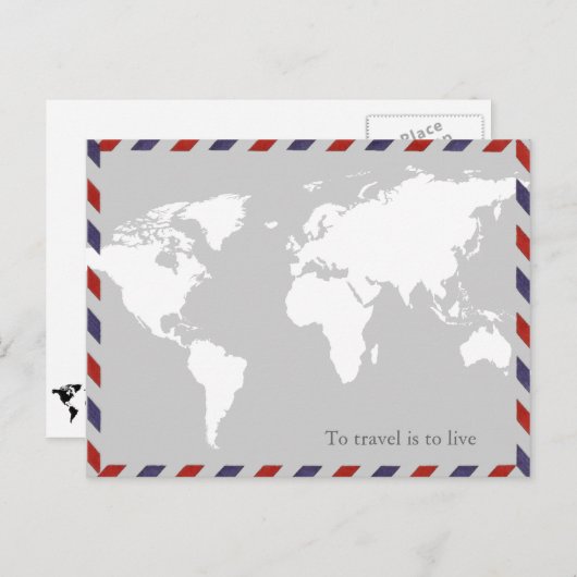 zu reisen ist zu leben . Weltkarte Postkarte (Vorne/Hinten)
