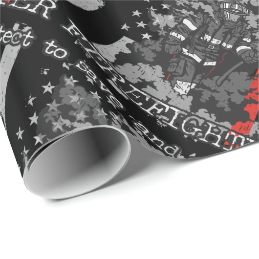 Zu retten und sich zu schützen Feuerwehrmann Geschenkpapier (Rolleneckpunkt)