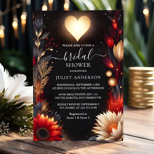 Zu Ruby Claret White Heart Red Black Brautparty Einladung