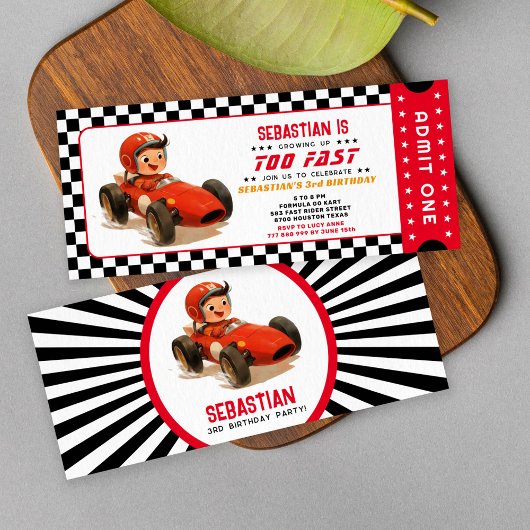 Zu schnelles Rennfahrschein Geburtstag Einladung