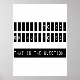 Zu sein oder nicht berühmt Shakespeare Zitat Poster