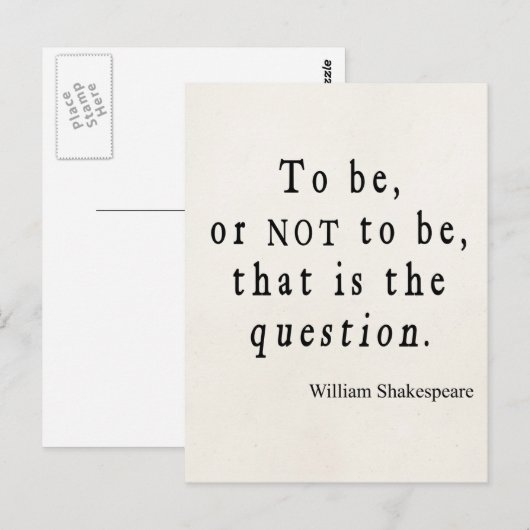 Zu sein oder nicht zu sein, dass Frage Shakespeare Postkarte (Vorne/Hinten)