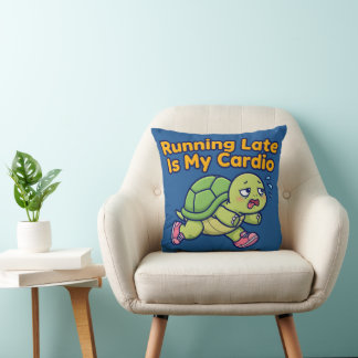 Zu spät kommen ist mein Cardio: Schwitzende Schild Kissen