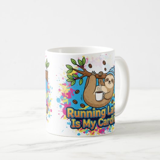Zu spät läuft mein Cardio Sloth Cartoon Kaffeetasse (VorderseiteRechts)