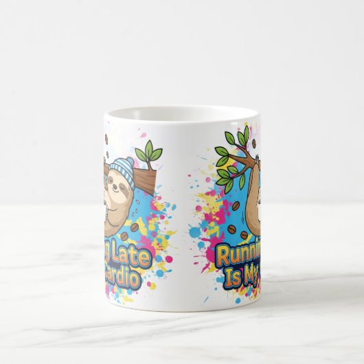 Zu spät läuft mein Cardio Sloth Cartoon Kaffeetasse (Mittel)