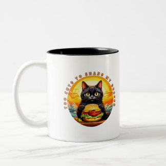 Zu süß, um meinen Burger zu teilen – Black Cat Foo Zweifarbige Tasse