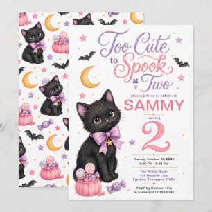 Zu süß zum Gruseln 2. Geburtstag schwarze Katze Einladung