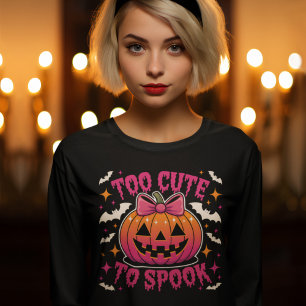 Zu süß zum Gruseln Pink Coquette Halloween-Kürbis T-Shirt