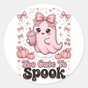 Zu süß zum Gruseln Rosa Gespenst Halloween-Shirt S Runder Aufkleber