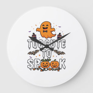 Zu süße Grusel-Halloween-Orangene Geister-Kürbisse Große Wanduhr