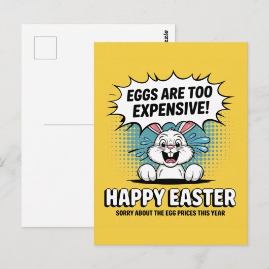 Zu teure Cartoon, zu Ostern Bunny Eggs Postkarte (Vorne/Hinten)