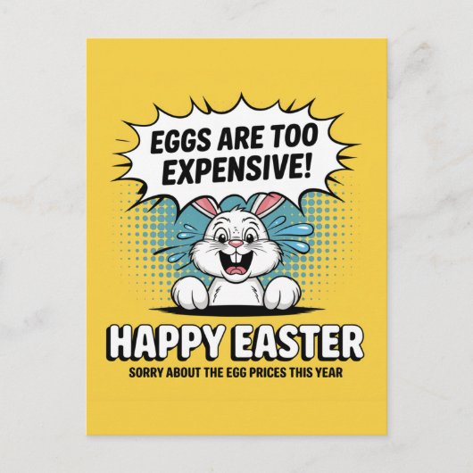 Zu teure Cartoon, zu Ostern Bunny Eggs Postkarte (Vorderseite)