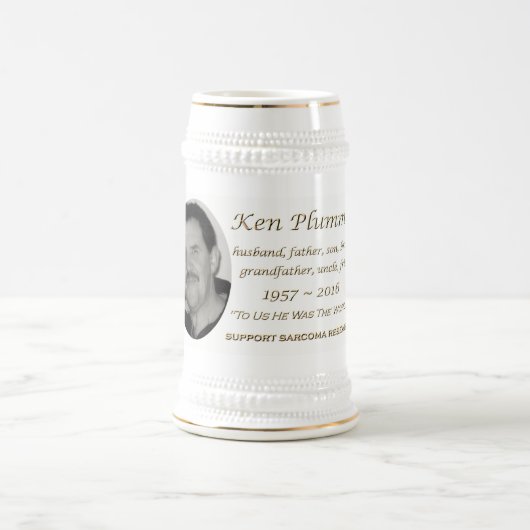 "Zu uns war er Denkmal Welt" Kens Plummer Bierglas (Mittel)