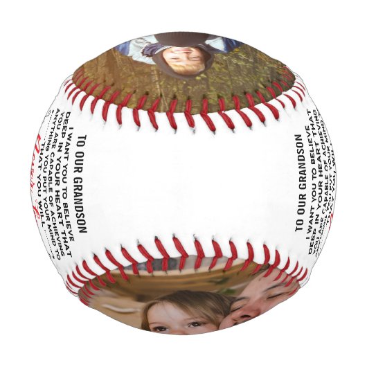 Zu unserem Enkel von Großeltern & Custom 2 Foto Baseball (Rückseite)