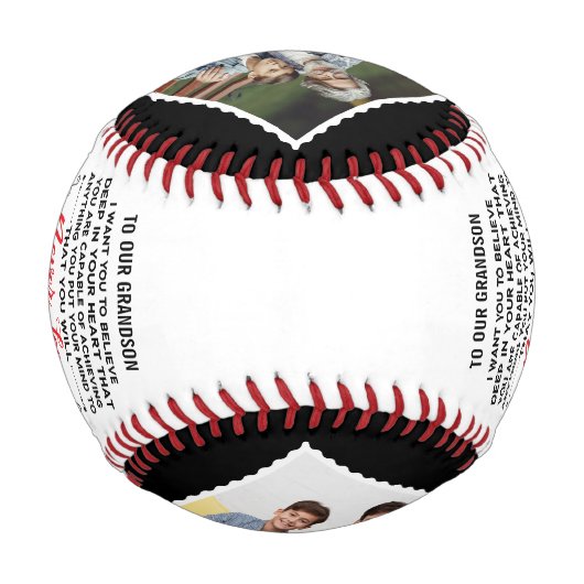Zu unserem Enkel von Großeltern & Custom 4 Foto Baseball (Rückseite)