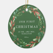 Zu unseren ersten Weihnachten als Keramik O Ornament (Links)