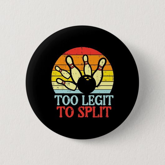 Zu verblassen, um Bowling-Team Retro Bowler Women Button (Vorderseite)