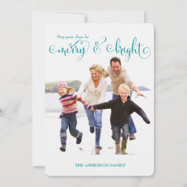 Zu verkaufen! Merry & Bright Blue Holiday Foto Car Feiertagskarte