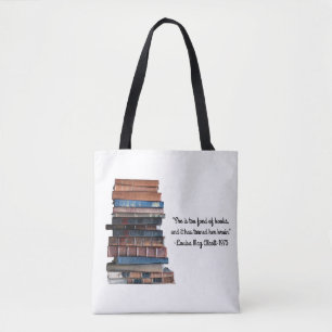 Zu vernarrt in Buch-Alten Stapel Bücher mit Zitat Tasche