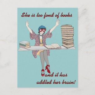 Zu vernarrt in Bücher Postkarte