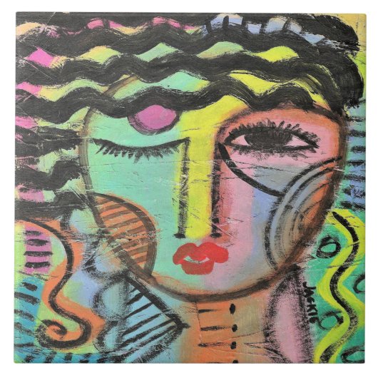 Zu viel Abstraktes Portrait auf OSB Fliese (Vorderseite)