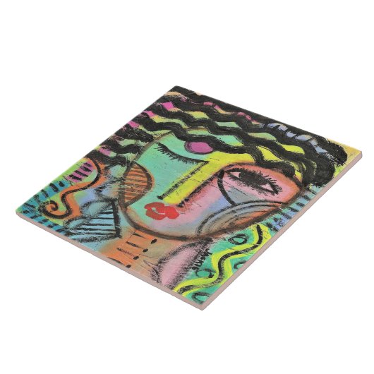 Zu viel Abstraktes Portrait auf OSB Fliese (Seite)