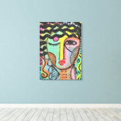 Zu viel Abstraktes Portrait auf OSB Leinwanddruck (Insitu (Holzboden))