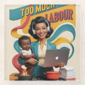 Zu viel Arbeit — Zurück-Illustration der Frau Glasuntersetzer (Vorderseite)