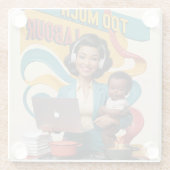 Zu viel Arbeit — Zurück-Illustration der Frau Glasuntersetzer (Rückseite)