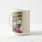 Zu viel Arbeit — Zurück-Illustration der Frau Kaffeetasse (Vorderseite Links)