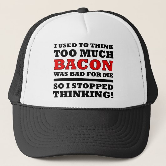 Zu viel Bacon Funny Ball Cap Trucker Hat Truckerkappe (Vorderseite)