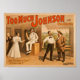 "Zu viel Johnson" - zwei Männer, die Theater Poster