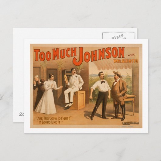 "Zu viel Johnson" - Zwei Männer kämpfen Theater Postkarte (Vorne/Hinten)