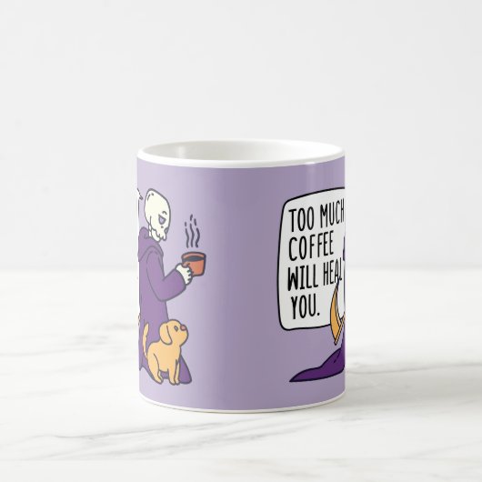 ZU VIEL KAFFEE WIRD DICH heilen, GRIM SENSENMANN G Kaffeetasse (Mittel)