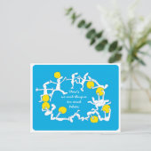 Zu viel Pilates Postcard, blau Postkarte (Stehend Vorderseite)
