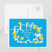 Zu viel Pilates Postcard, blau Postkarte (Vorne/Hinten)