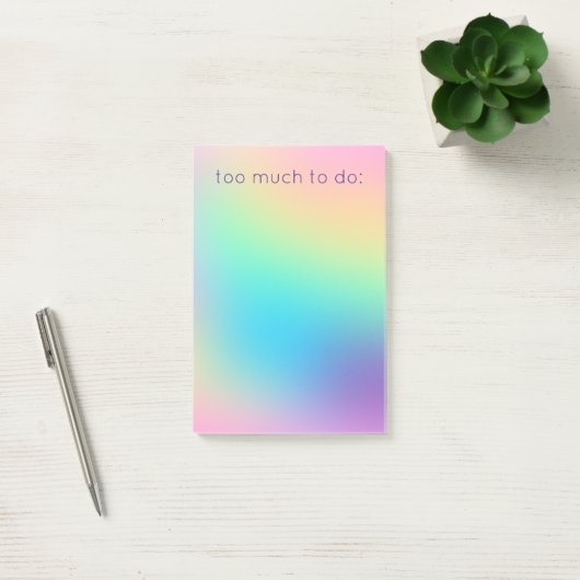 "Zu viel zu tun" Pastel Rainbow Gradient Post-it Klebezettel (Büro)