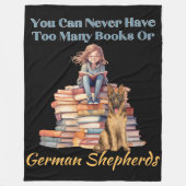 Zu viele Bücher Deutscher Hirte Fleecedecke (Vorderseite)