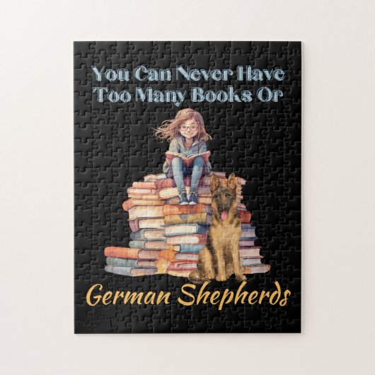 Zu viele Bücher Deutscher Hirte Puzzle (Vertikal)
