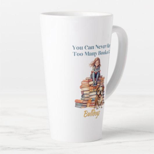 Zu viele Bücher oder Bullhunde Milchtasse (Rechte Ecke)